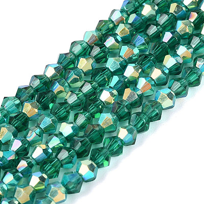 AB Color Plated Transparent Glass Beads Strands GLAA-G127-01P-1
