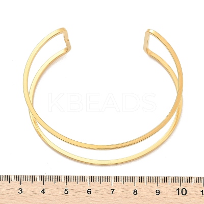 Ion Plating(IP) 304 Stainless Steel Hollow Open Cuff Bangles for Women LS-BJEW-S155-04G-1