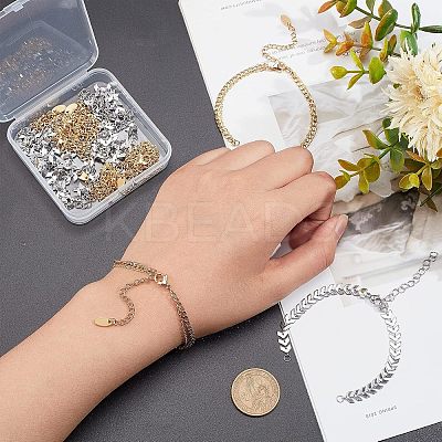 12Pcs 2 Style 304 Stainless Steel Chain & Brass Cable Chain Bracelet Making AJEW-NB0003-26-1