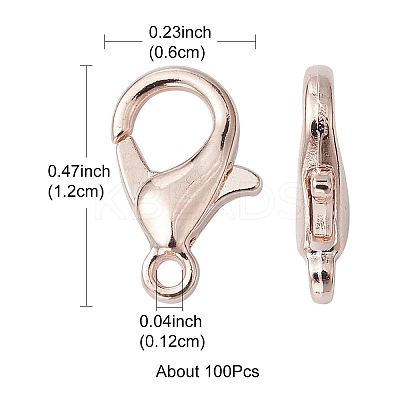Zinc Alloy Lobster Claw Clasps FIND-FS0001-75RG-1