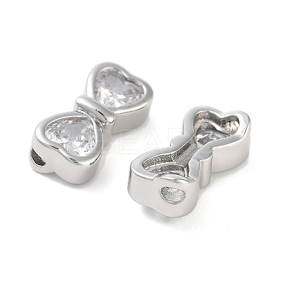 Brass with Clear Cubic Zirconia Beads KK-B102-38P-1