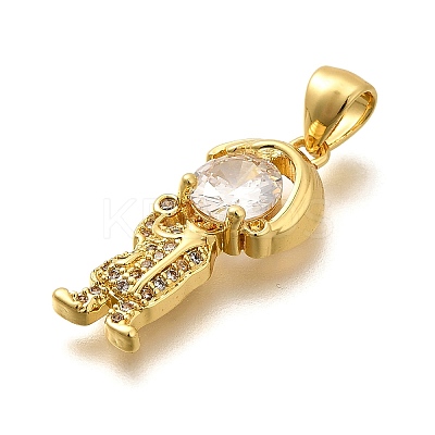 Rack Plating Brass Micro Pave Cubic Zirconia Pendants KK-L226-105G-1