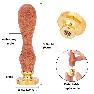 Brass Wax Seal Stamps with Wood Handle AJEW-WH0412-0170-1