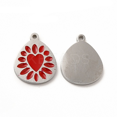304 Stainless Steel Enamel Pendants STAS-F291-04P-01-1