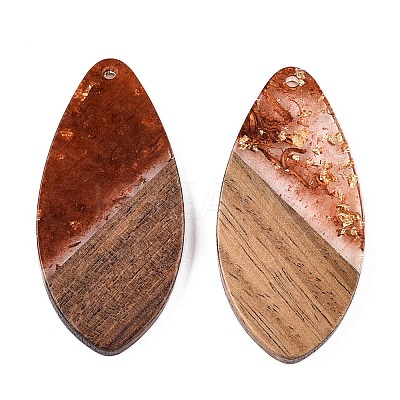 Transparent Resin and Walnut Wood Pendants RESI-T057-05C-1