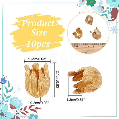 10Pcs 3D Brass Bead Caps KK-NB0003-29-1