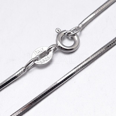 Anti-Tarnish Rhodium Plated 925 Sterling Silver Snake Chain Necklaces NJEW-M153-15B-16-1
