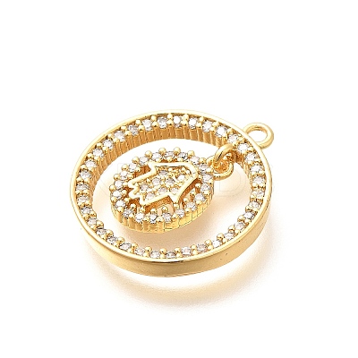 Brass Micro Pave Cubic Zirconia Pendants KK-G519-07G-06-1