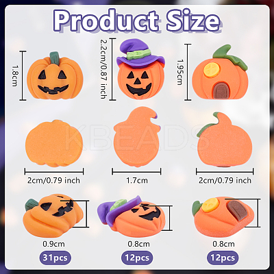 55Pcs 3 Styles Pumpkin Resin Cabochons RESI-OC0001-71-1