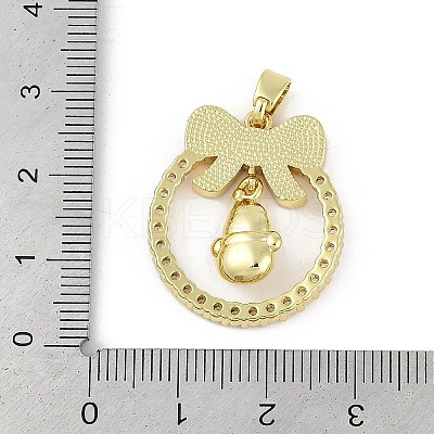 Christmas Theme Rack Plating Brass Micro Pave Cubic Zirconia Pendants KK-U032-14G-03-1