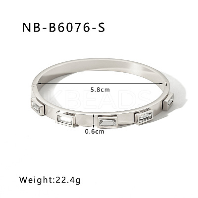 304 Stainless Steel Pave Cubic Zirconia Bangles FS-WG09E60-11-1
