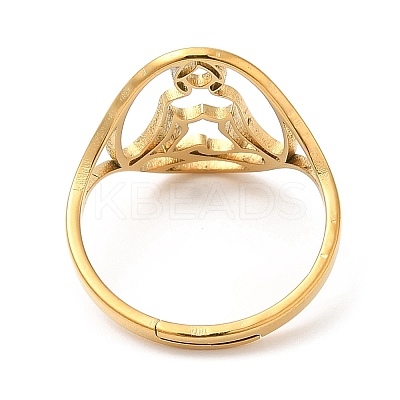 Ion Plating(IP) 304 Stainless Steel Holllow Human Adjustable Ring for Women RJEW-M149-16G-1