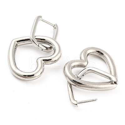 Rack Plating Brass Heart Dangle Hoop Earrings EJEW-K245-32P-1