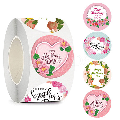 Round Dot Mother's Day Paper Self Adhesive Festive Stickers Rolls PW-WG84495-01-1