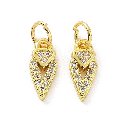 Brass Micro Pave Clear Cubic Zirconia Pointed Charms KK-E068-VF075-1
