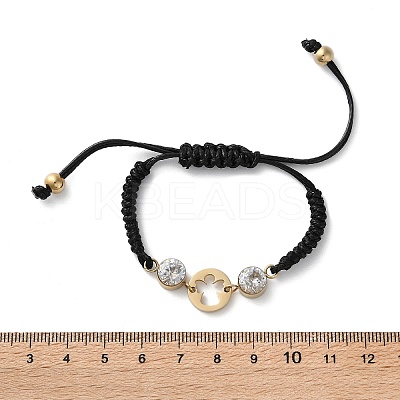 Flat Round with Angel 304 Stainless Steel Link Bracelets BJEW-A036-04A-G-1
