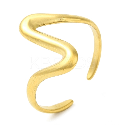 Wave 304 Stainless Steel Open Cuff Rings for Women RJEW-Z043-01F-1