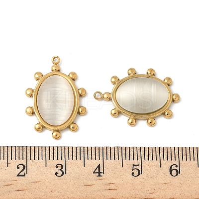 304 Stainless Steel Cat Eye Pendants STAS-V015-40G-1