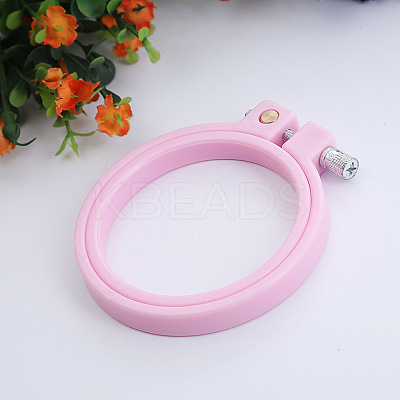 Adjustable ABS Plastic Flat Round Embroidery Hoops TOOL-PW0003-017A-1