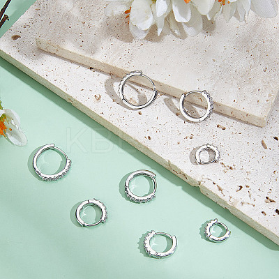 8Pcs 4 Styles Brass Clear Cubic Zirconia Hoop Earrings EJEW-DR0001-02S-1