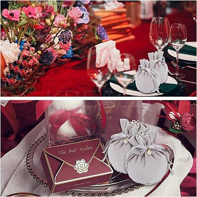 Velvet Jewelry Bags with Drawstring & Plastic Imitation Pearl TP-NB0001-20D-1
