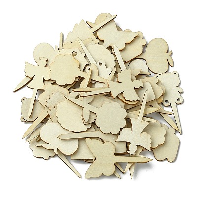 60Pcs 12 Styles Wood Pieces WOOD-CJ0002-05-1