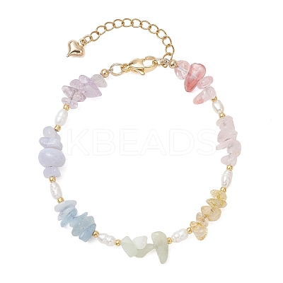 Natural Mixed Gemstone Chips Beaded Bracelets for Women BJEW-JB13219-01-1