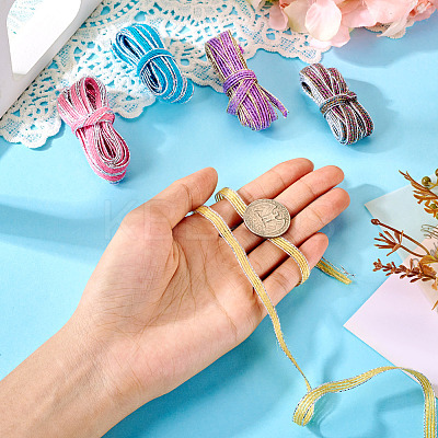 5Pcs 5 Colors Sparkle Jute Ribbon OCOR-TA0002-53-1