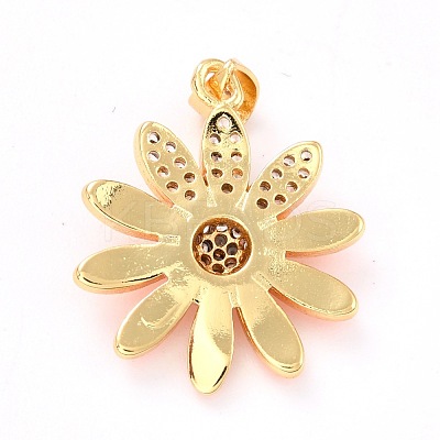 Real 18K Gold Plated Brass Micro Pave Cubic Zirconia Pendants ZIRC-L100-087G-08-1