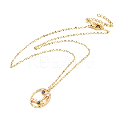 Colorful Cubic Zirconia Constellation Pendant Necklace NJEW-H166-01J-1
