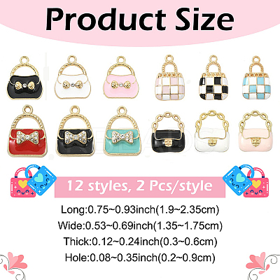 24Pcs 12 Styles Rack Plating Alloy Enamel Pendants ENAM-YW0006-10-1