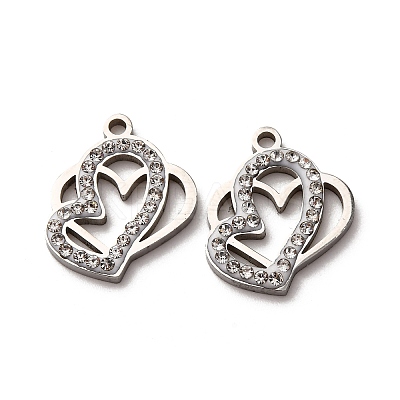 304 Stainless Steel Clay Rhinestone Pendants STAS-P406-17D-P-1