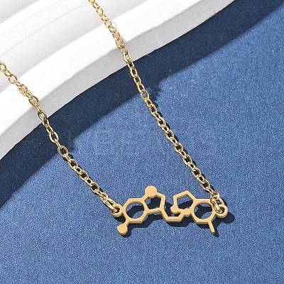 304 Stainless Steel Chemical Symbol Pendant Necklaces NJEW-Z073-03G-06-1