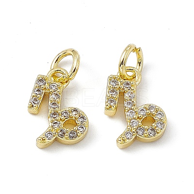Real 18K Gold Plated Brass Micro Pave Clear Cubic Zirconia Charms KK-E068-VB411-10-1