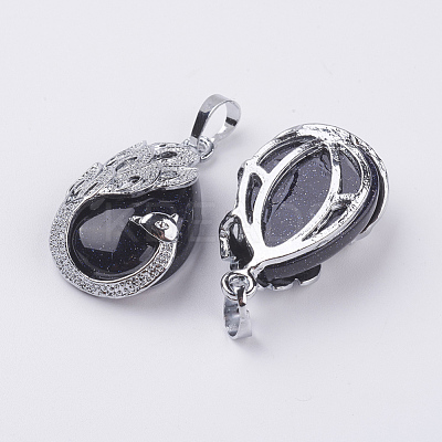 Synthetic Blue Goldstone Pendants G-E442-04I-1