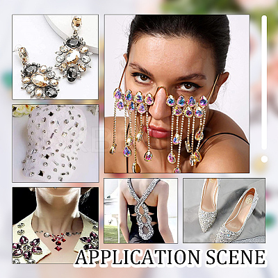 80Pcs 8 Colors Teardrop Sew on Rhinestone GLAA-UN0001-12-1