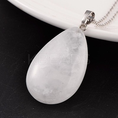 Teardrop Platinum Tone Brass Crystal Pendants G-F267-07M-1