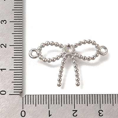 Rack Plating Brass Pave Clear Cubic Zirconia Bowknot Connector Charms KK-I716-29P-1