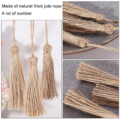 20Pcs Natural Jute Style Tassel AJEW-GF0005-13-1