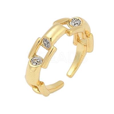 Brass Micro Pave Cubic Zirconia Open Cuff Ring for Women RJEW-F177-03GP-09-1