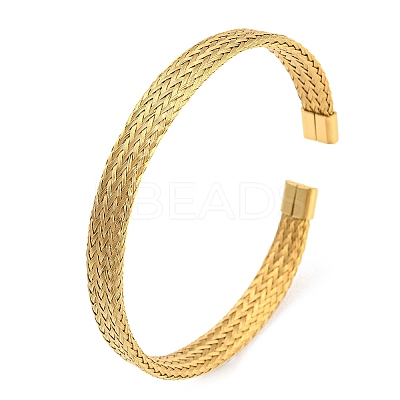 304 Stainless Steel Wire Mesh Cuff Bangles for Women BJEW-D022-01B-G-1