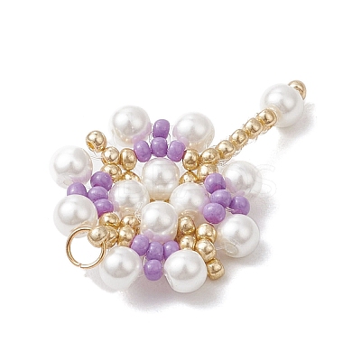 Glass Seed Beaded Flower Pendants PALLOY-MZ00827-03-1