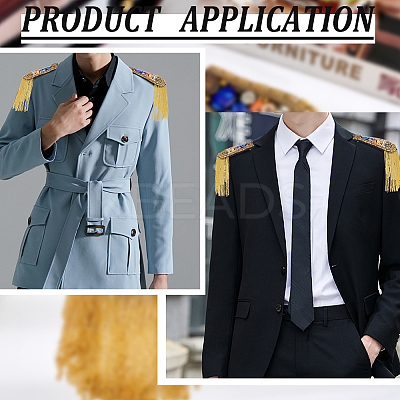 2pcs Iron with Rhinestone Tassel Epaulettes FIND-FG0002-07-1