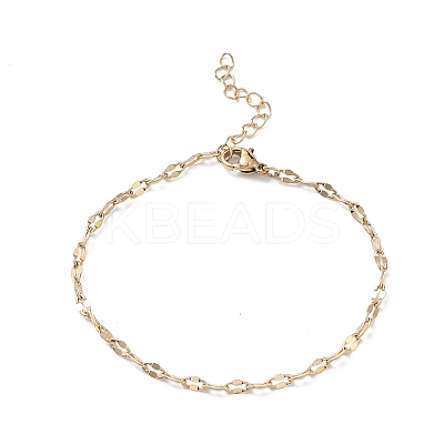 Ion Plating(IP) 304 Stainless Steel Dapped Link Chain Bracelets for Men Women STAS-B039-06G-1