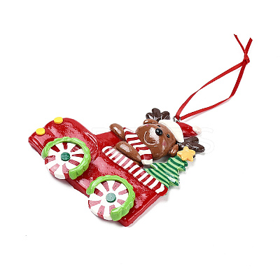 Christmas Car Handmade Polymer Clay Pendant Decorations LS-HJEW-P017-03B-1
