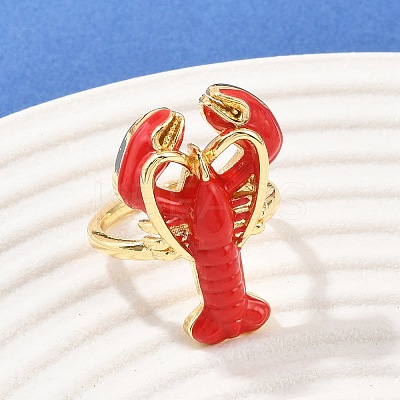 Brass Enamel Adjustable Cuff Rings RJEW-C145-02A-G-1