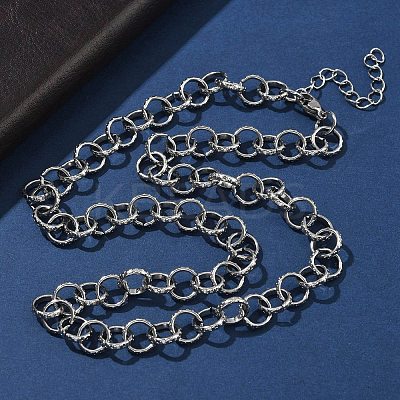304 Stainless Steel Textured Rolo Chain Necklaces for Women NJEW-U050-01P-1