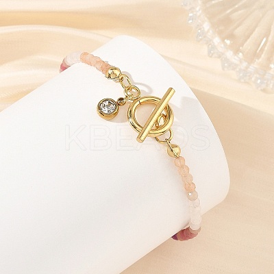Gradient Natural Mixed Stone Faceted Round Beaded Bracelets BJEW-JB14398-02-1