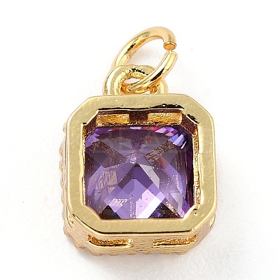 Real 18K Gold Plated Brass Inlaid Cubic Zirconia Charms ZIRC-L100-073G-05-1