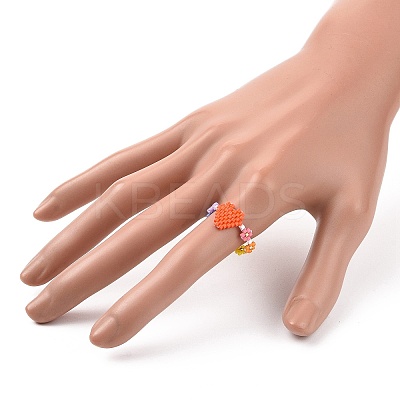 Glass Seed Beaded Finger Rings RJEW-MZ00003-1